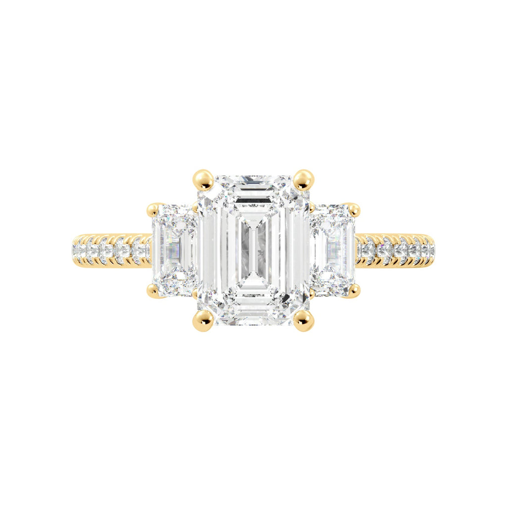 Emerald Cut Three Stone Diamond Engagement Ring