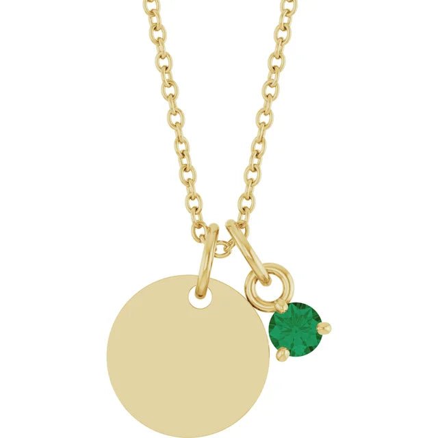May Emerald Engravable Birth stone Necklace