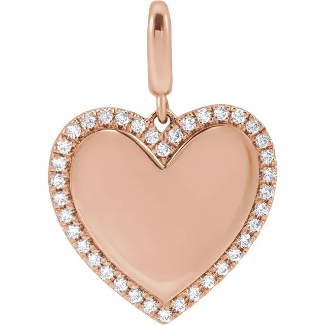 Heart Diamond Pendant Engraved - Rose Gold