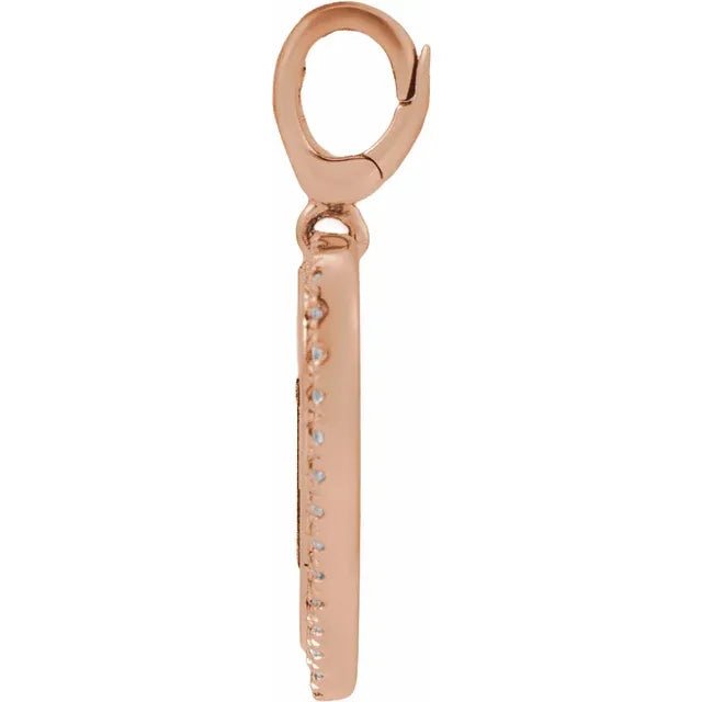 Heart Diamond Rose Gold Pendant Side View
