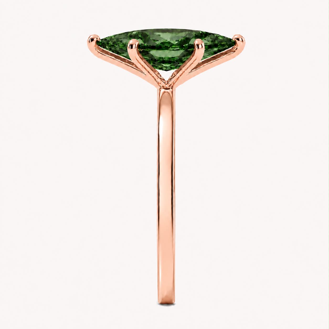 Rose Gold Fancy Green Marquise Diamond Hidden Halo Engagement Ring Side