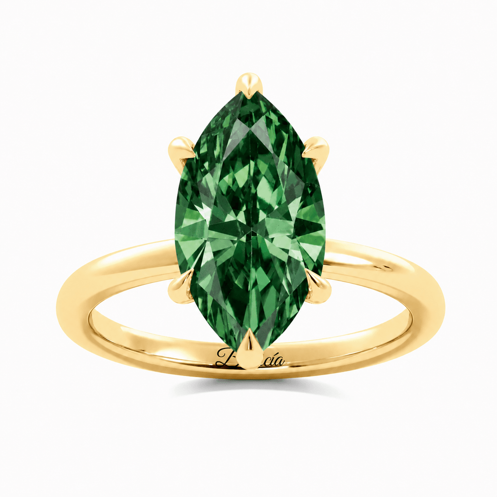 Fancy Green Marquise Diamond Hidden Halo Engagement Ring