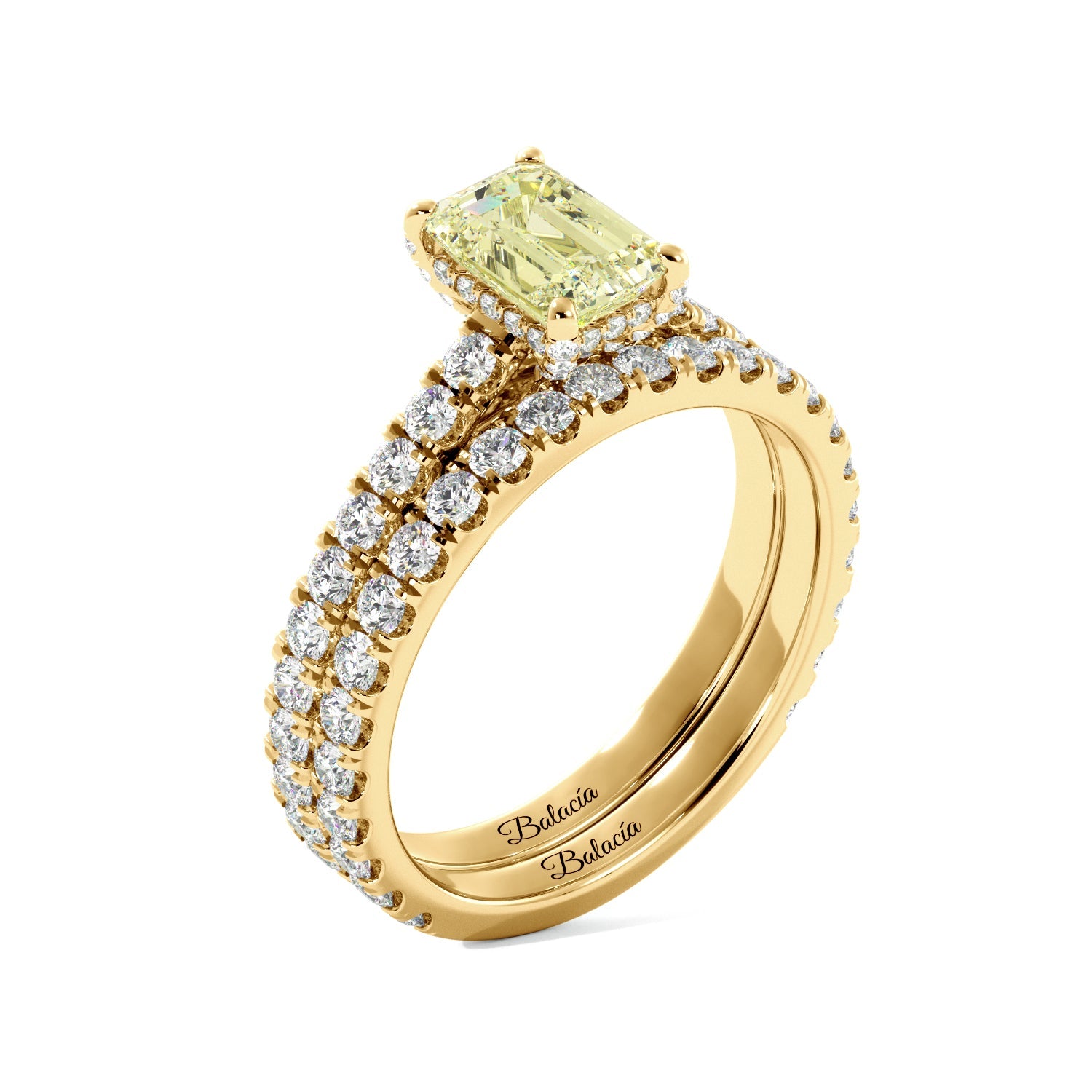 Fancy Yellow Emerald Cut Diamond Engagement Ring - Balacia