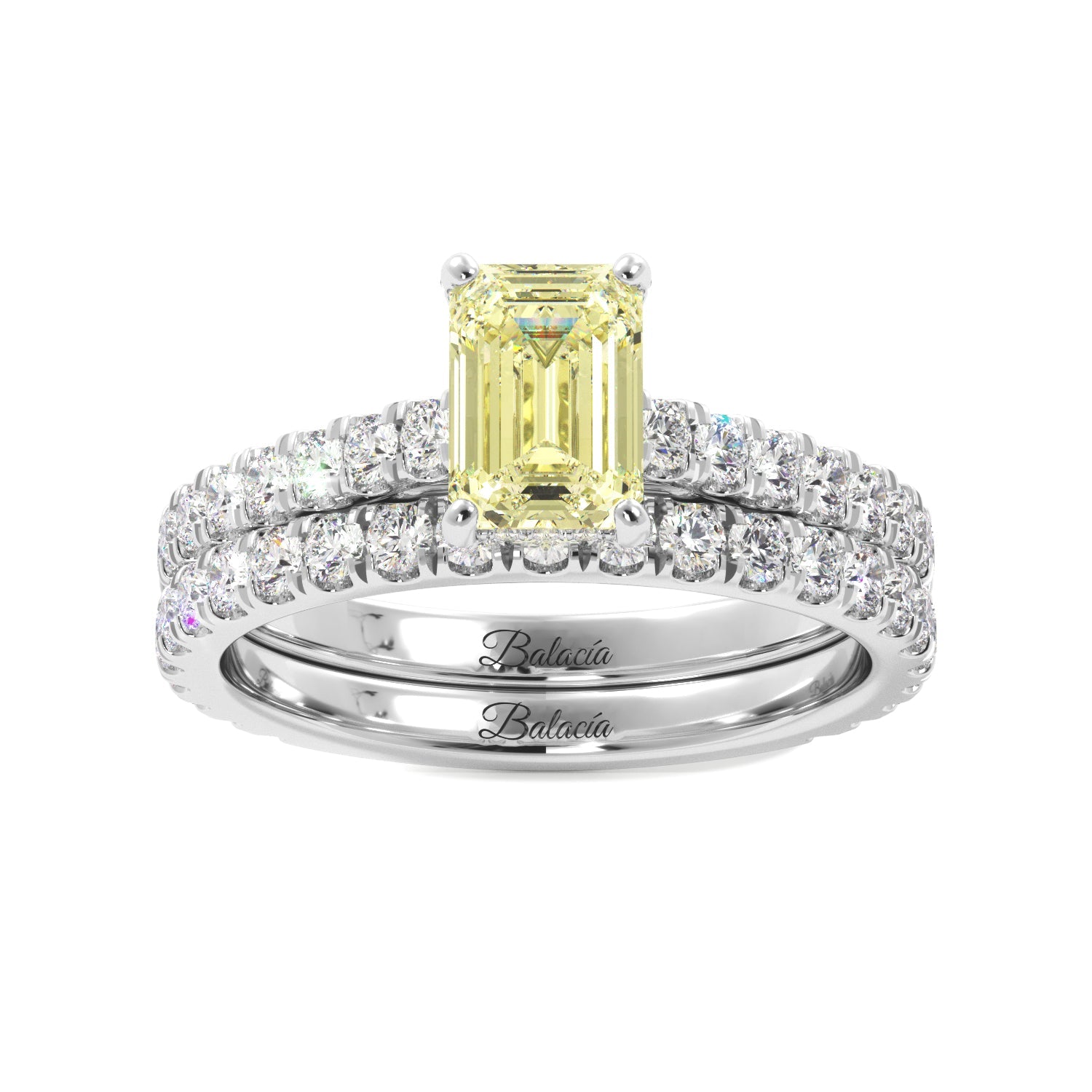 Fancy Yellow Emerald Cut Diamond Engagement Ring - Balacia