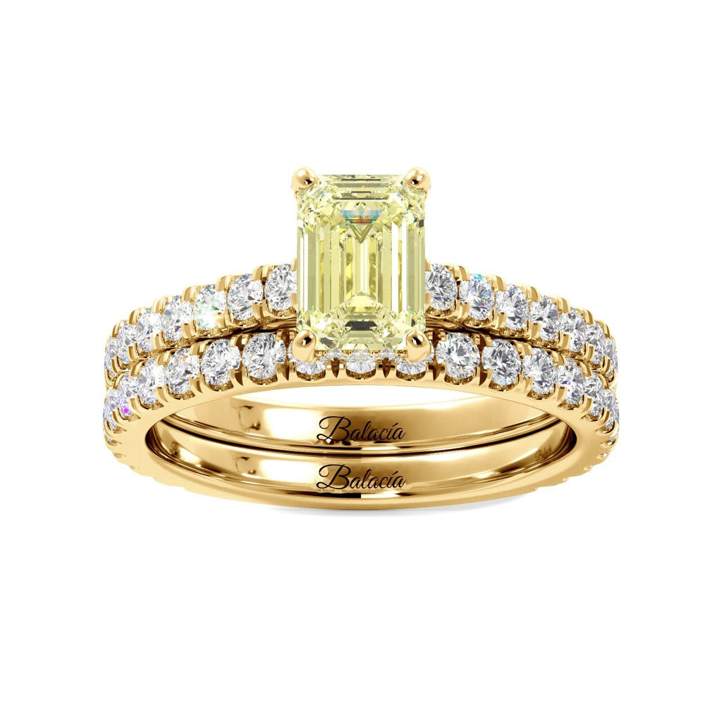 Fancy Yellow Emerald Cut Diamond Engagement Ring - Balacia