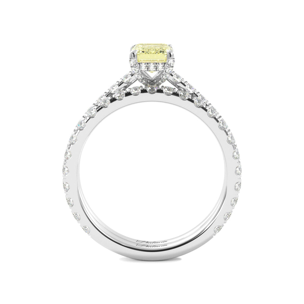 Fancy Yellow Emerald Cut Diamond Engagement Ring - Balacia