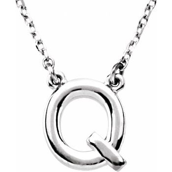 14K Block Initial Q 16&quot; Necklace