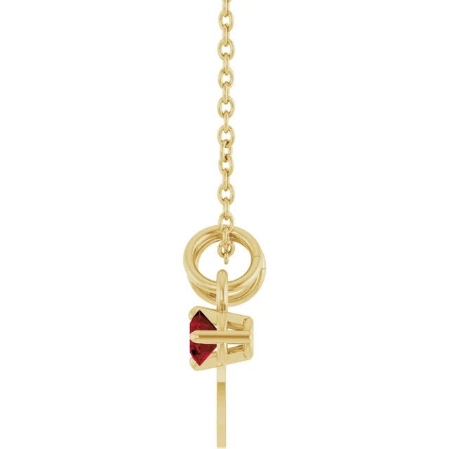 January Garnet Engravable Birthstone Necklace Side View