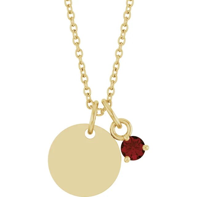 January Garnet Engravable Birthstone Necklace