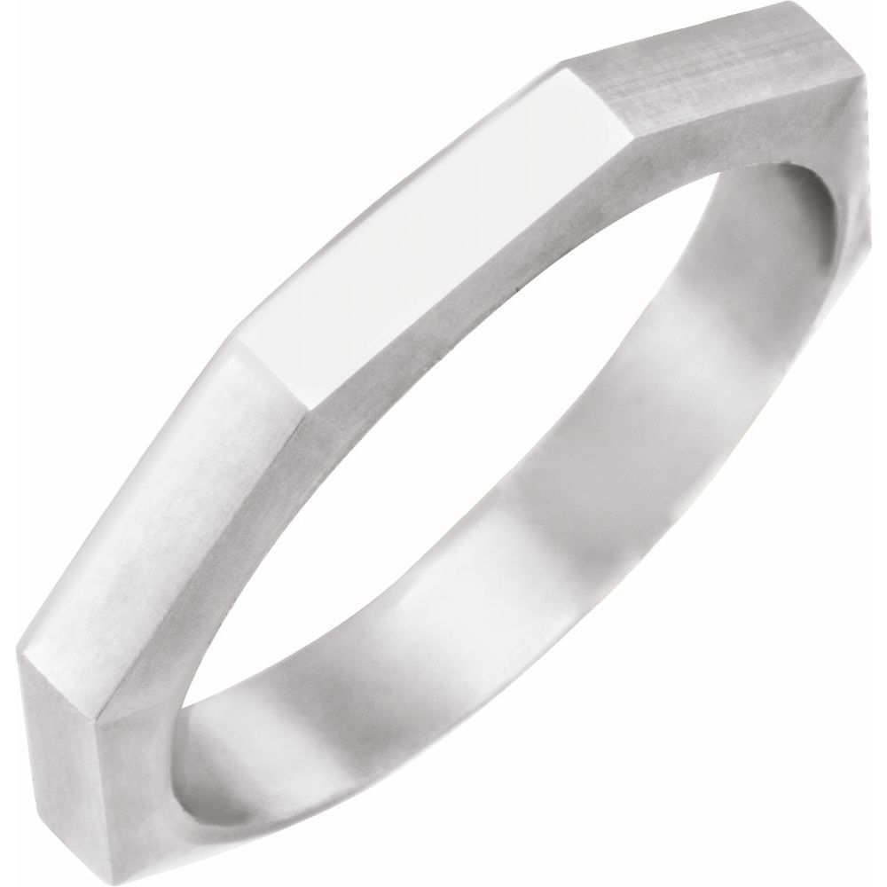 Geometric Octagon Band Women's Wedding Band white gold