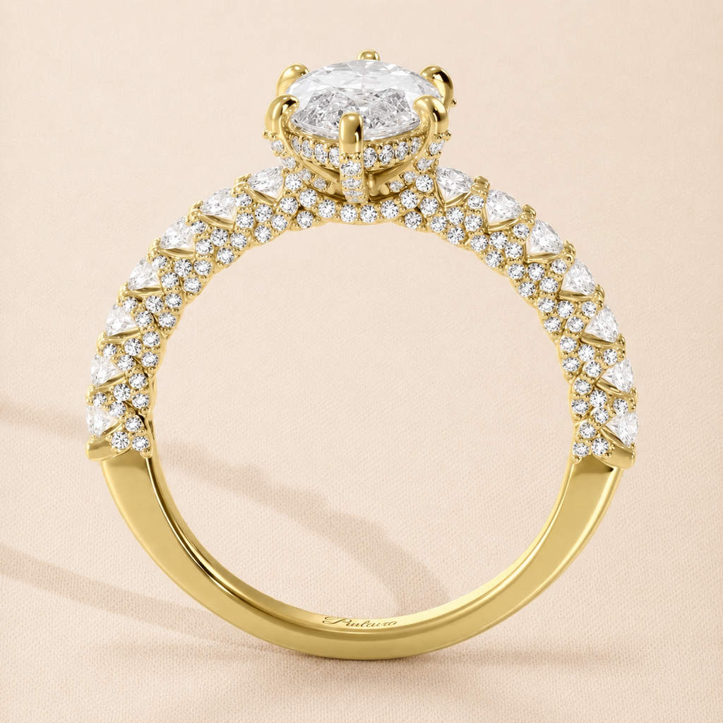 gold iced out engagement ring side diamonds