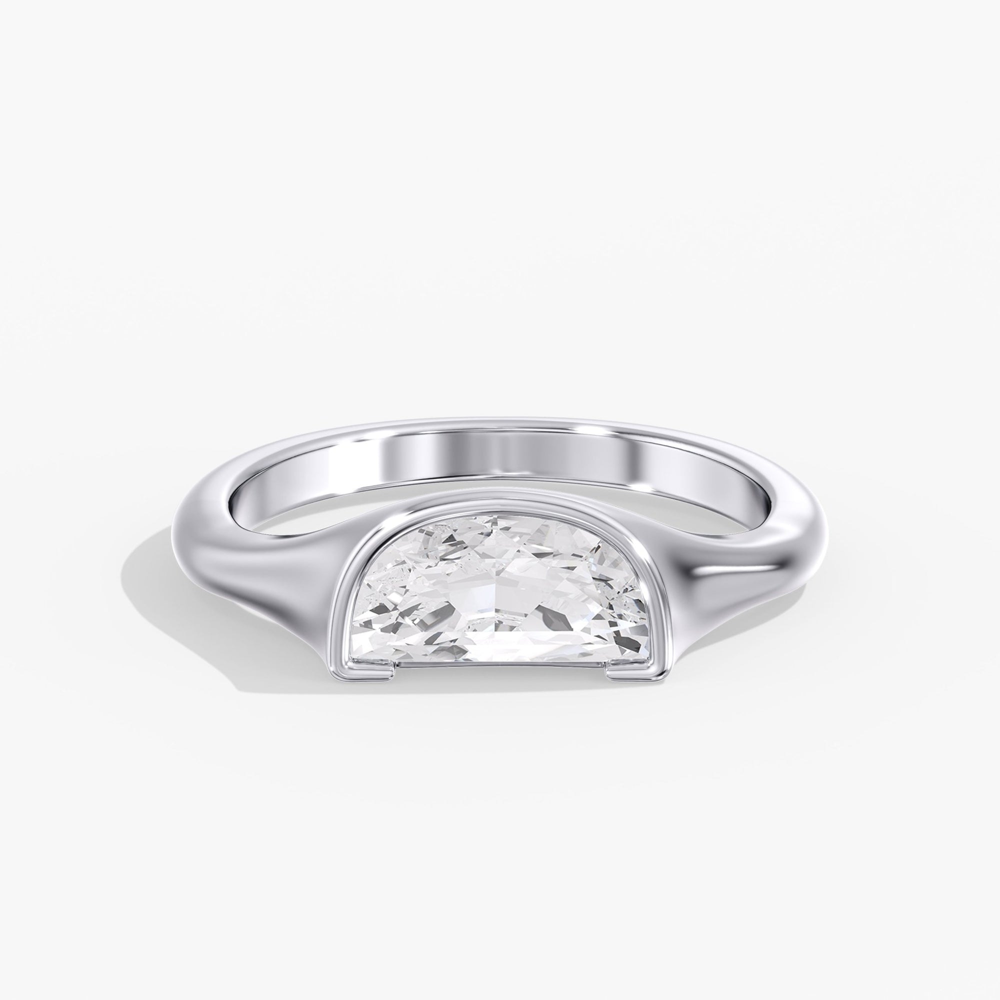 Golden Bezel Half Moon Ring Front View