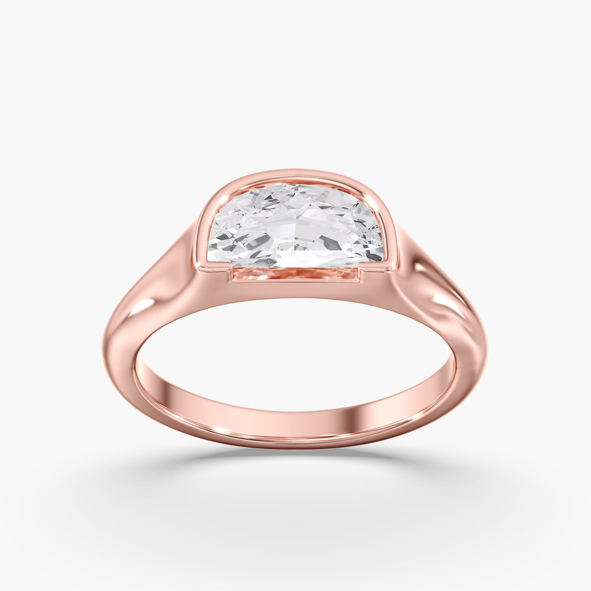 Rose Gold Golden Bezel Half Moon Ring