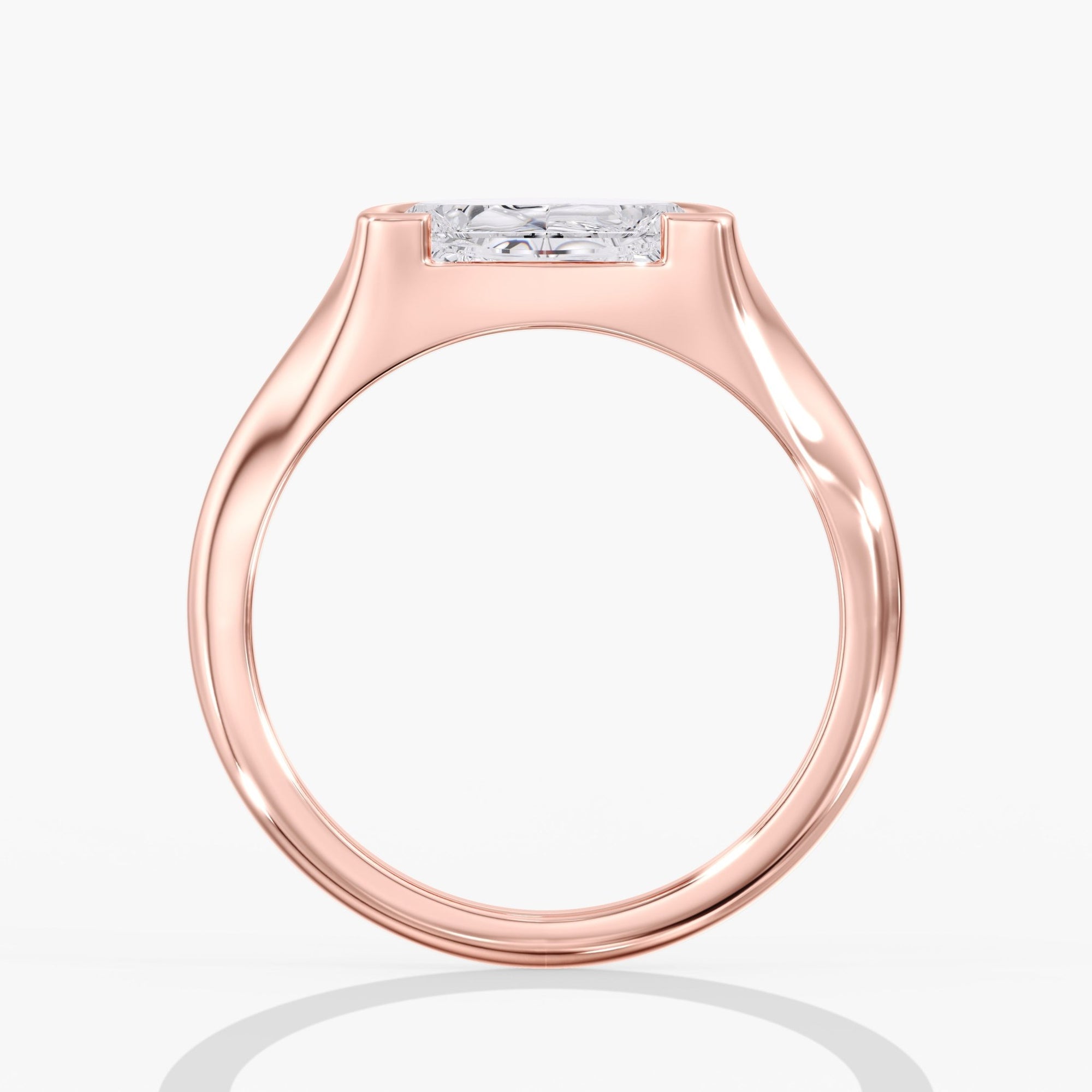 Rose Gold Golden Bezel Half Moon Ring Side View