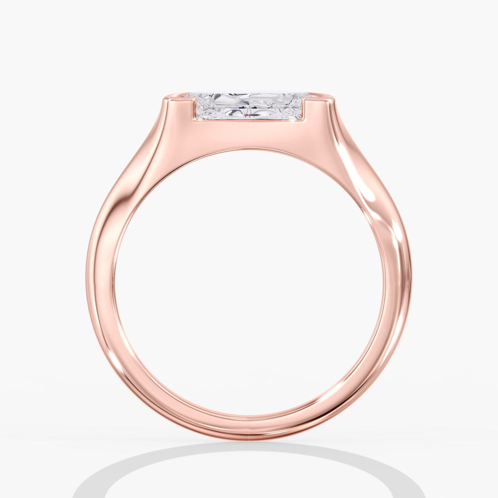 Rose Gold Golden Bezel Half Moon Ring Side View