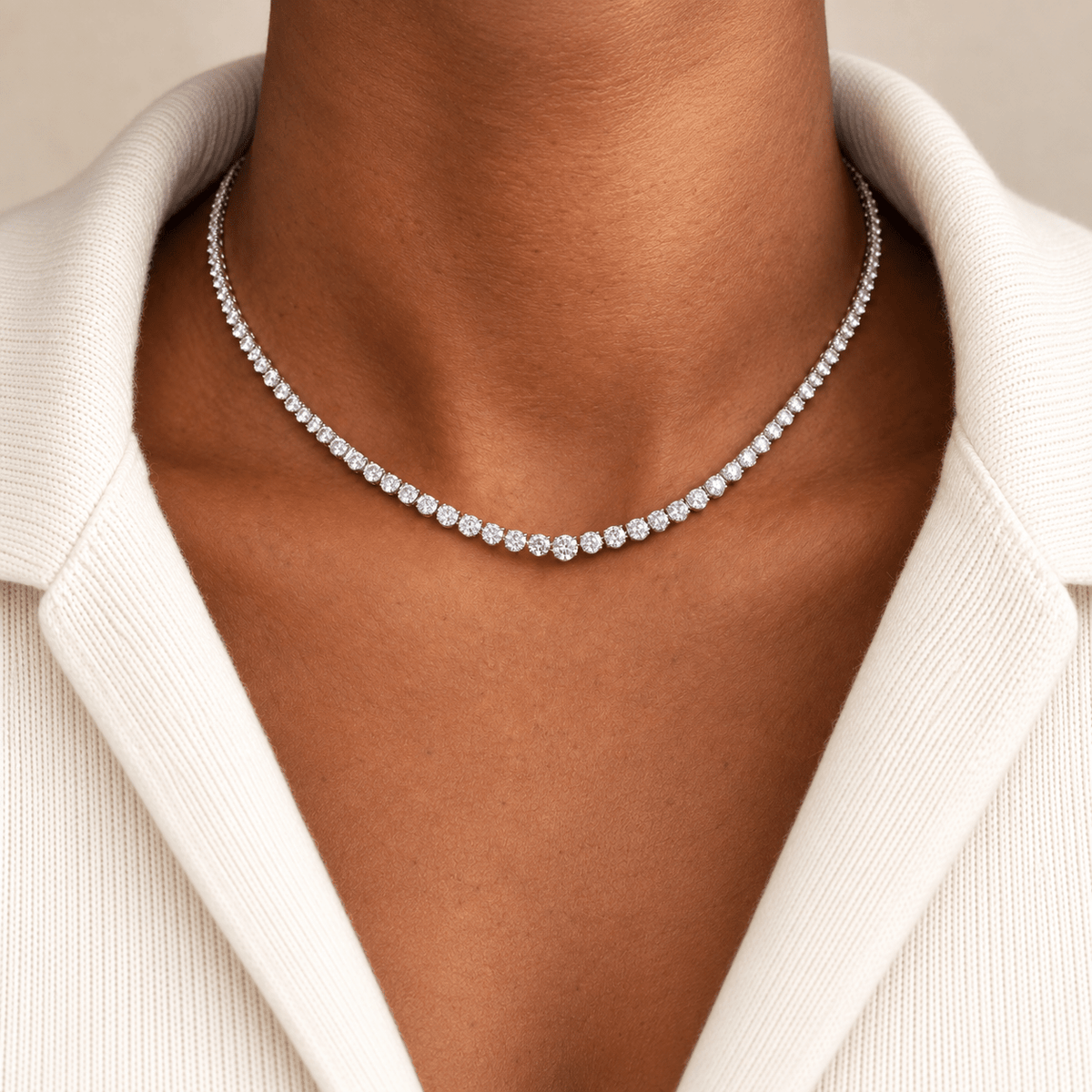 lab diamond tennis necklace graduated