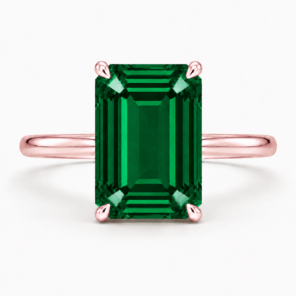 emerald green rose gold ring