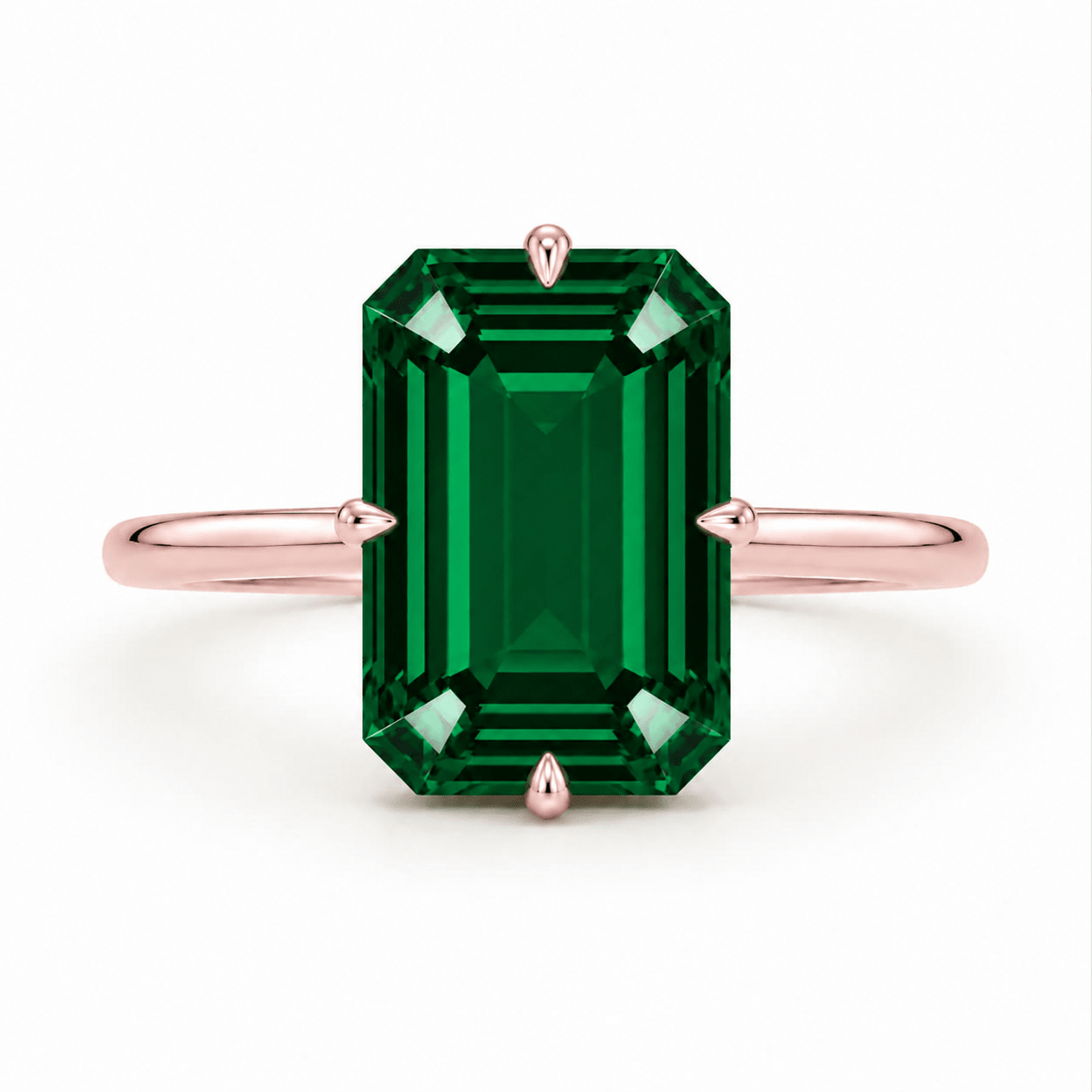 Emerald Green Lab Diamond Engagement Ring Rose Gold 