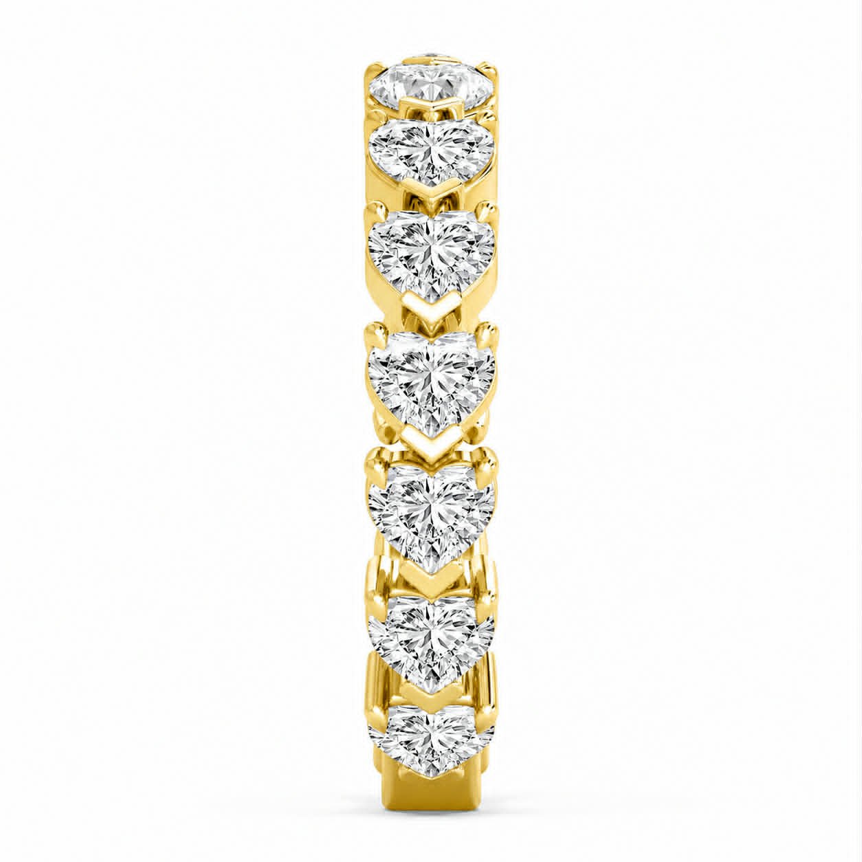 Yellow Gold Heart And Pear Diamond Two Shaped Eternity Band Side View