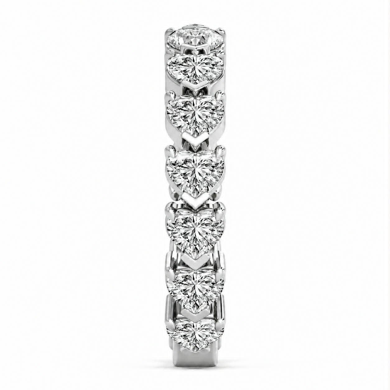 White View Heart And Pear Diamond Two Shaped Eternity Band  Side