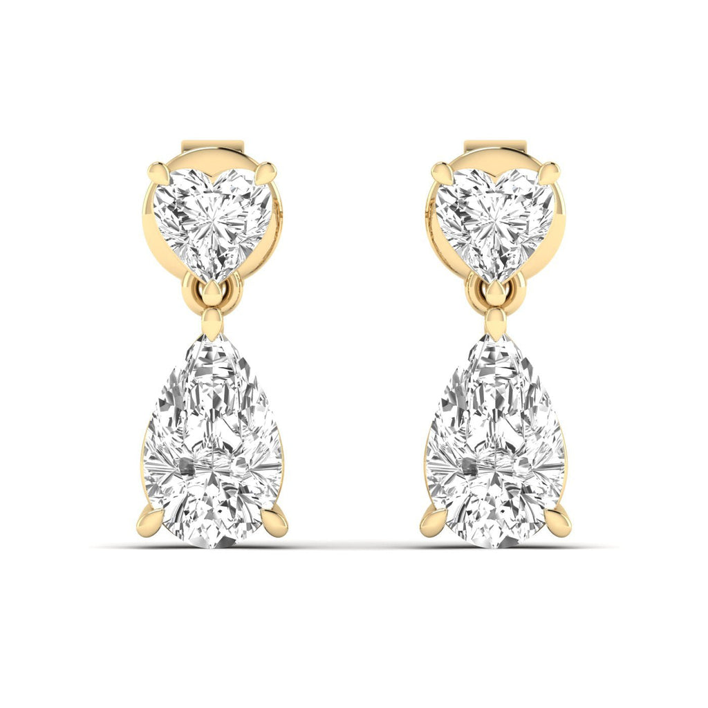 Heart and Pear Diamonds Drop Earrings - Balacia