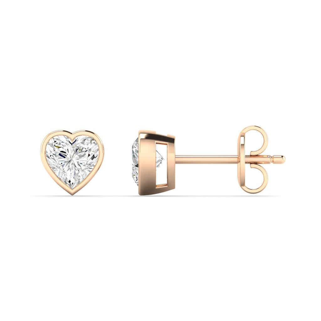 Heart Diamond Bezel Stud Earrings - Balacia