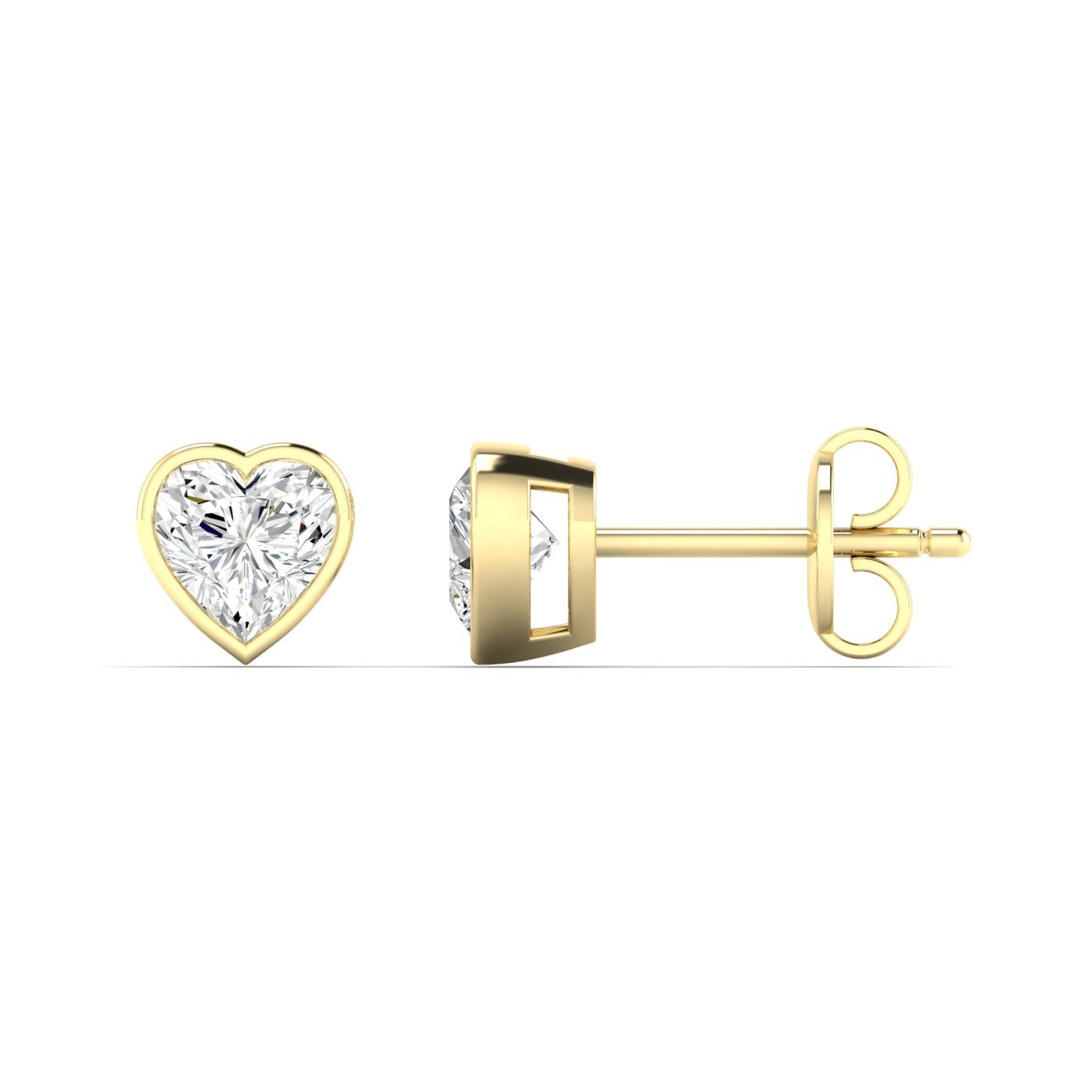 Heart Diamond Bezel Stud Earrings - Balacia