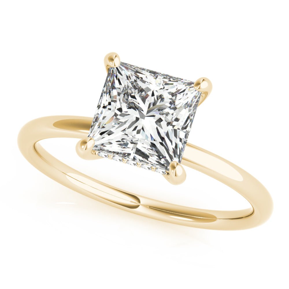 Houston Princess Cut Hidden Halo Solitaire Engagement Ring - Balacia