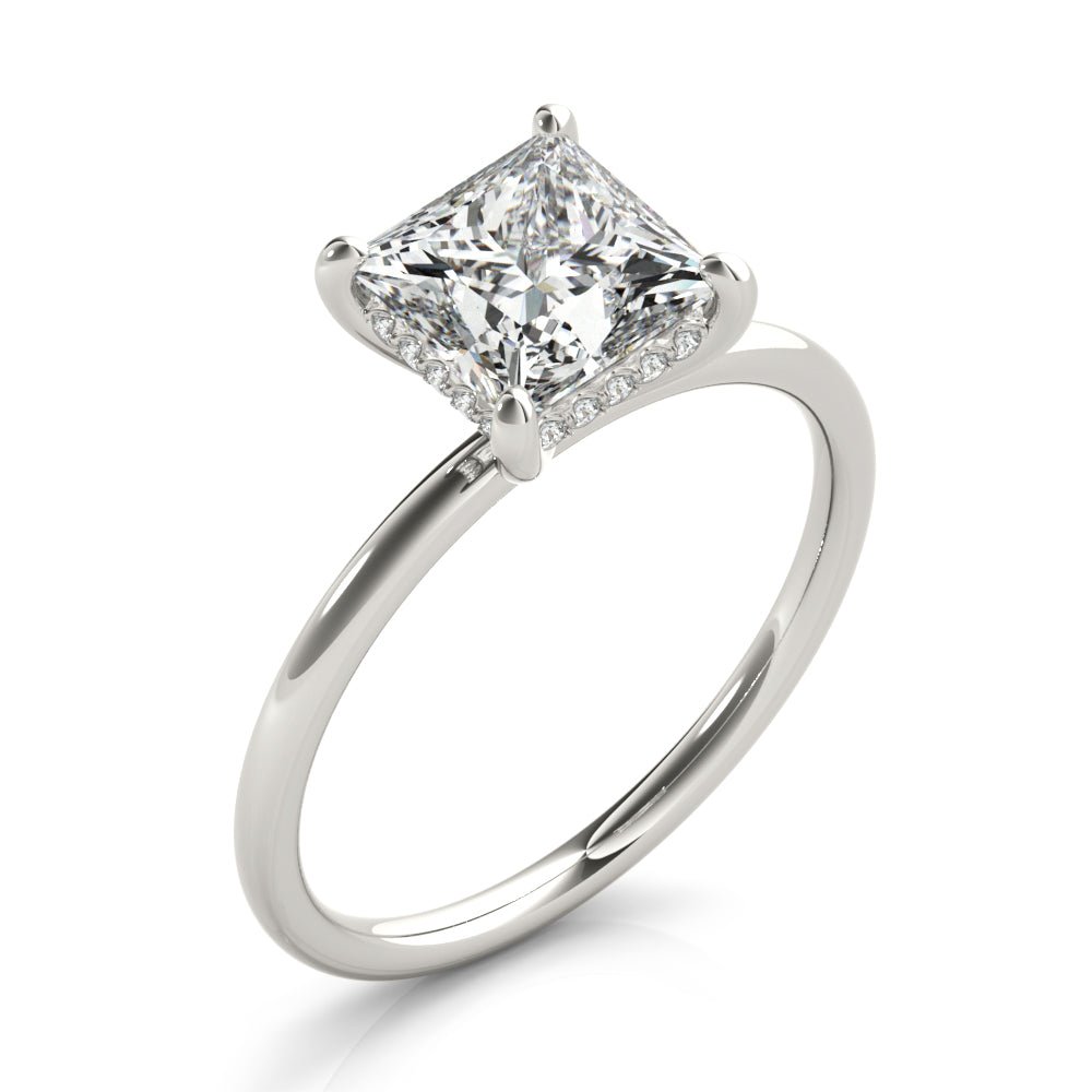 Houston Princess Cut Hidden Halo Solitaire Engagement Ring - Balacia