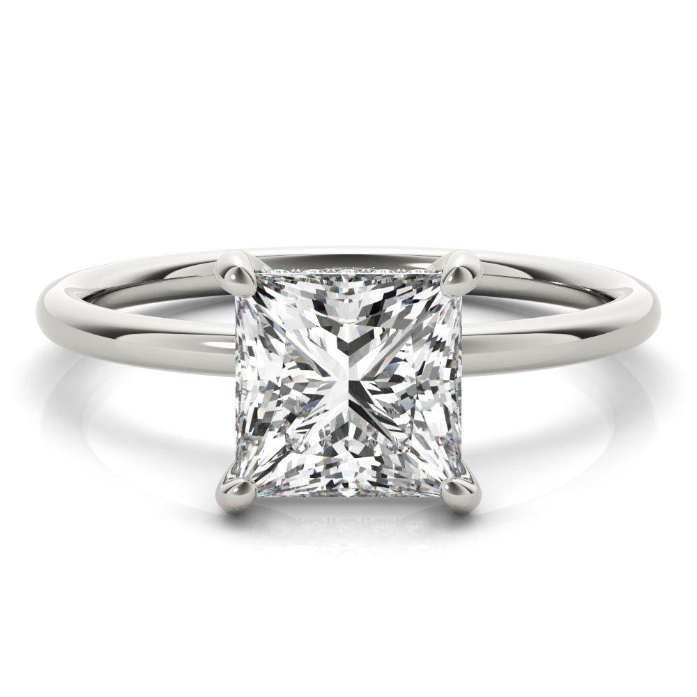 Houston Princess Cut Hidden Halo Solitaire Engagement Ring - Balacia