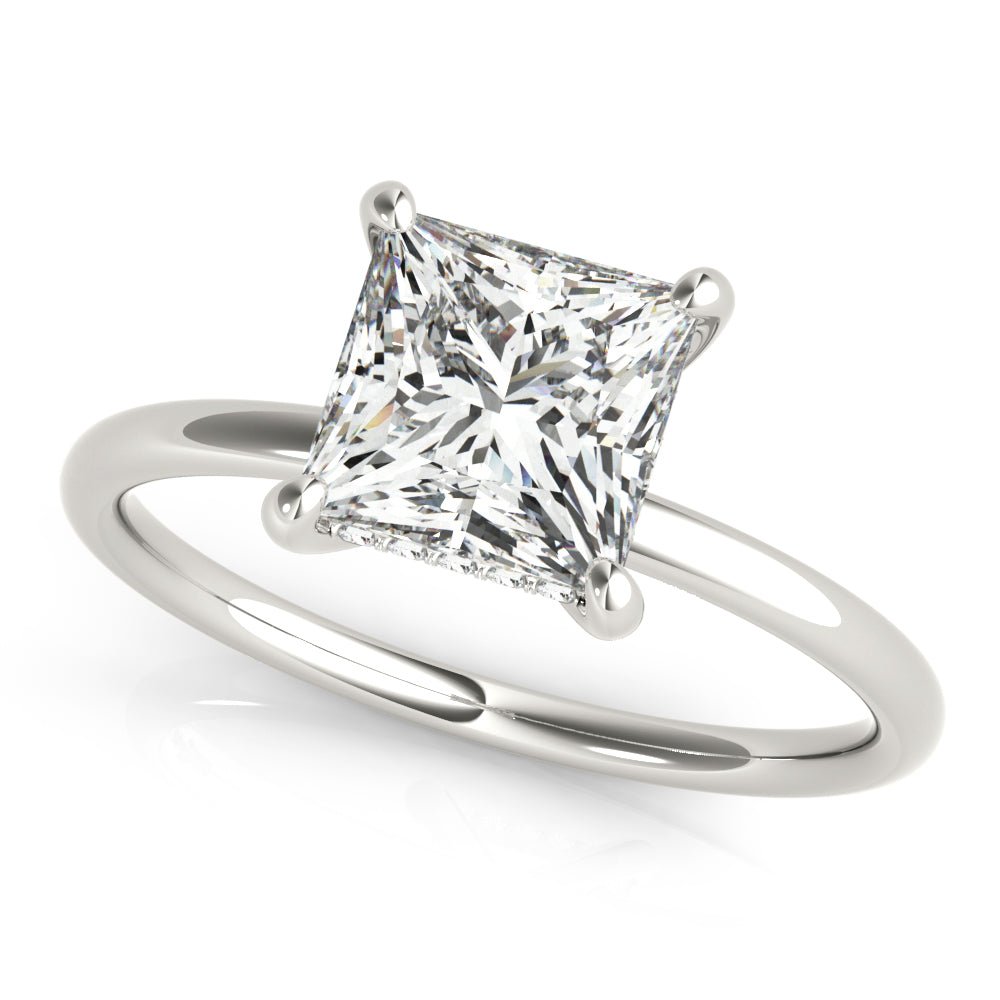 Houston Princess Cut Hidden Halo Solitaire Engagement Ring - Balacia