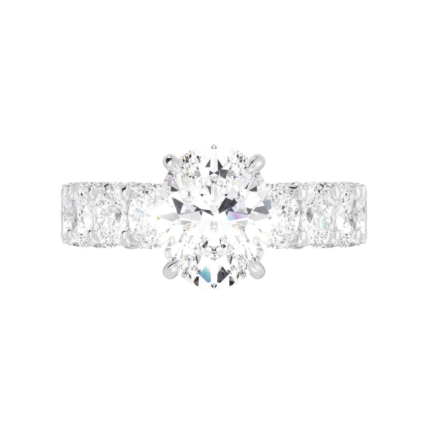 3.2 Carat Oval 3/4 Eternity Ovals Iced Out Engagement Ring