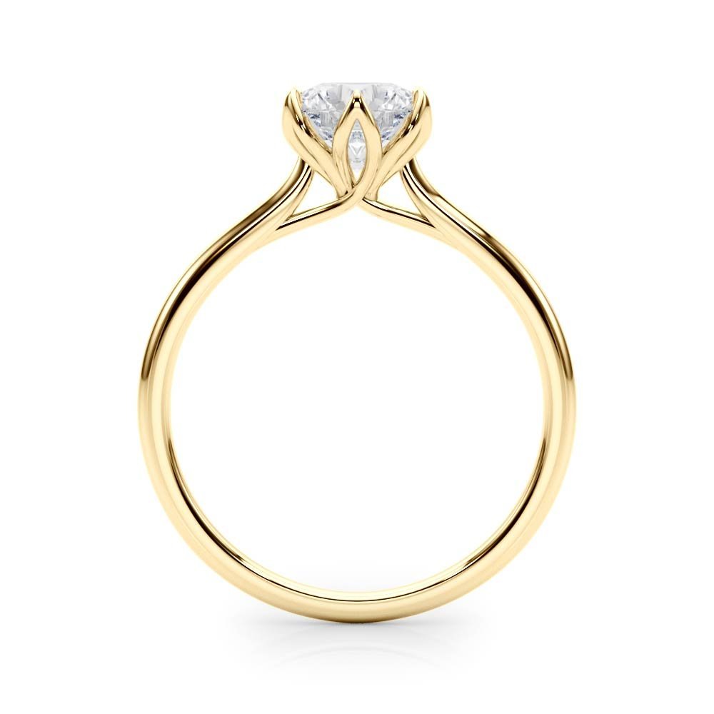 Yellow Gold Petal Prongs Gold Diamond Engagement Ring Side View