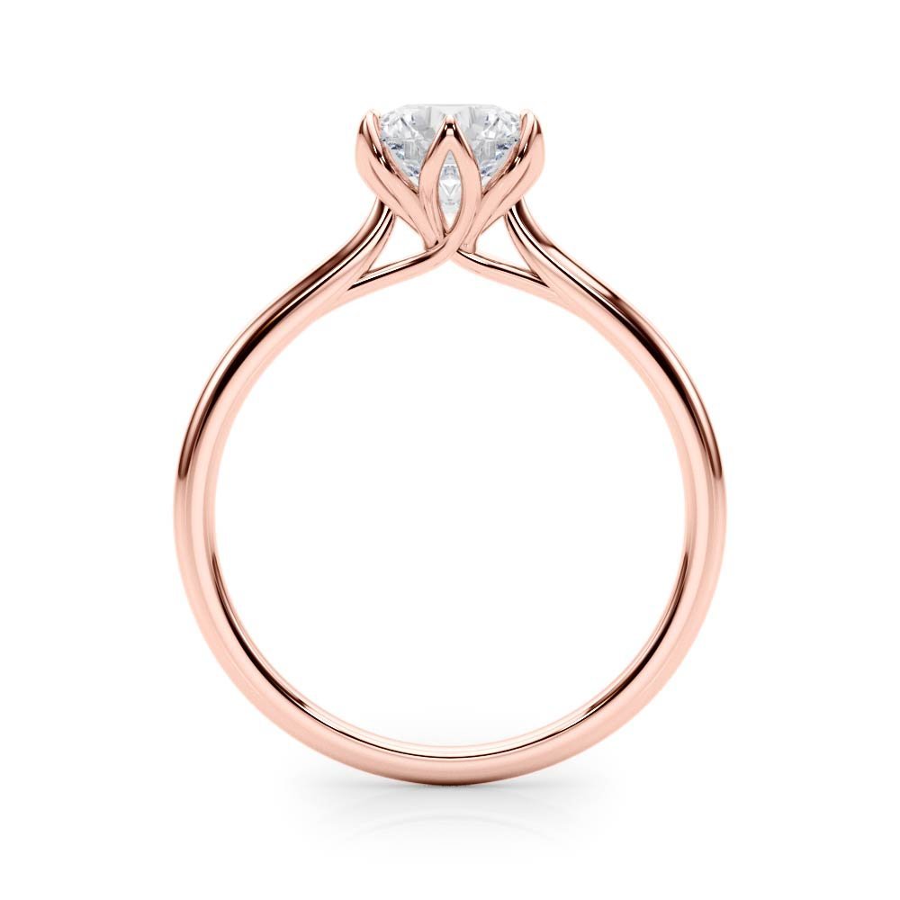 Irvine Round Petal Prongs Rose Gold Engagement Ring - Balacia