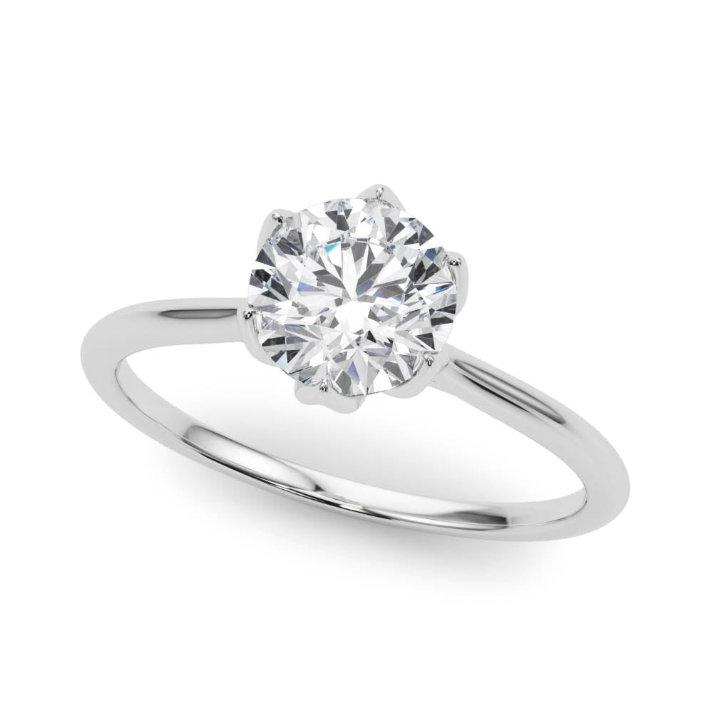 White Gold Petal Prongs Gold Diamond Engagement Ring