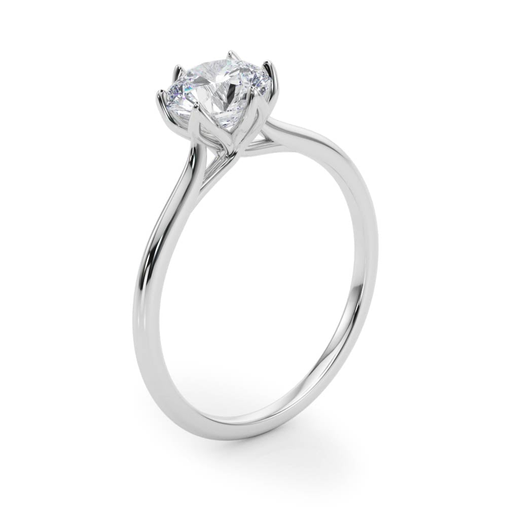 White Gold Petal Prongs Gold Diamond Engagement Ring Side View