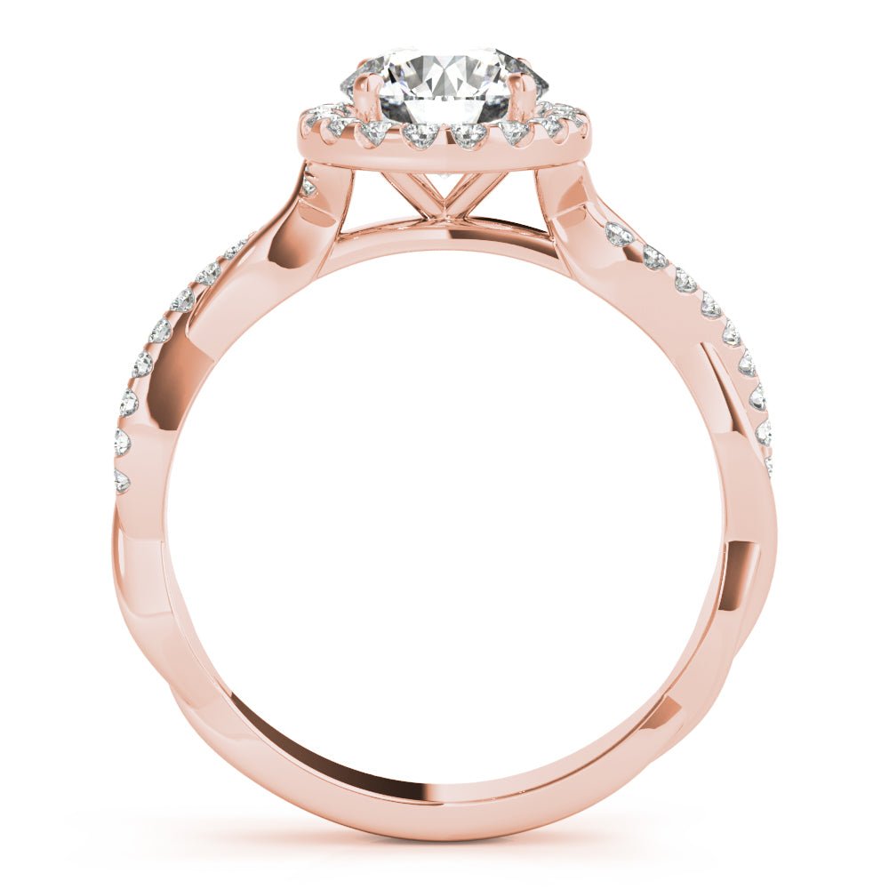 Rose Gold Round Diamond Halo Twist Engagement Ring Side