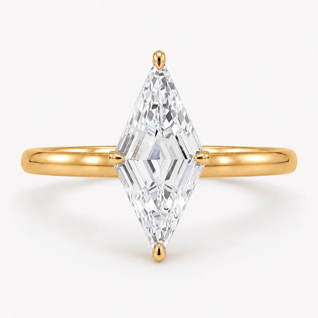 Lozenge Cut Diamond Solitaire Engagement Ring Yellow Gold