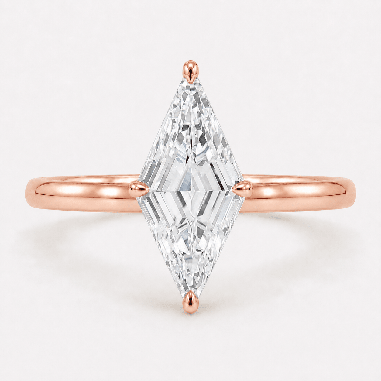 Lozenge Cut Diamond Solitaire Engagement Ring Rose Gold