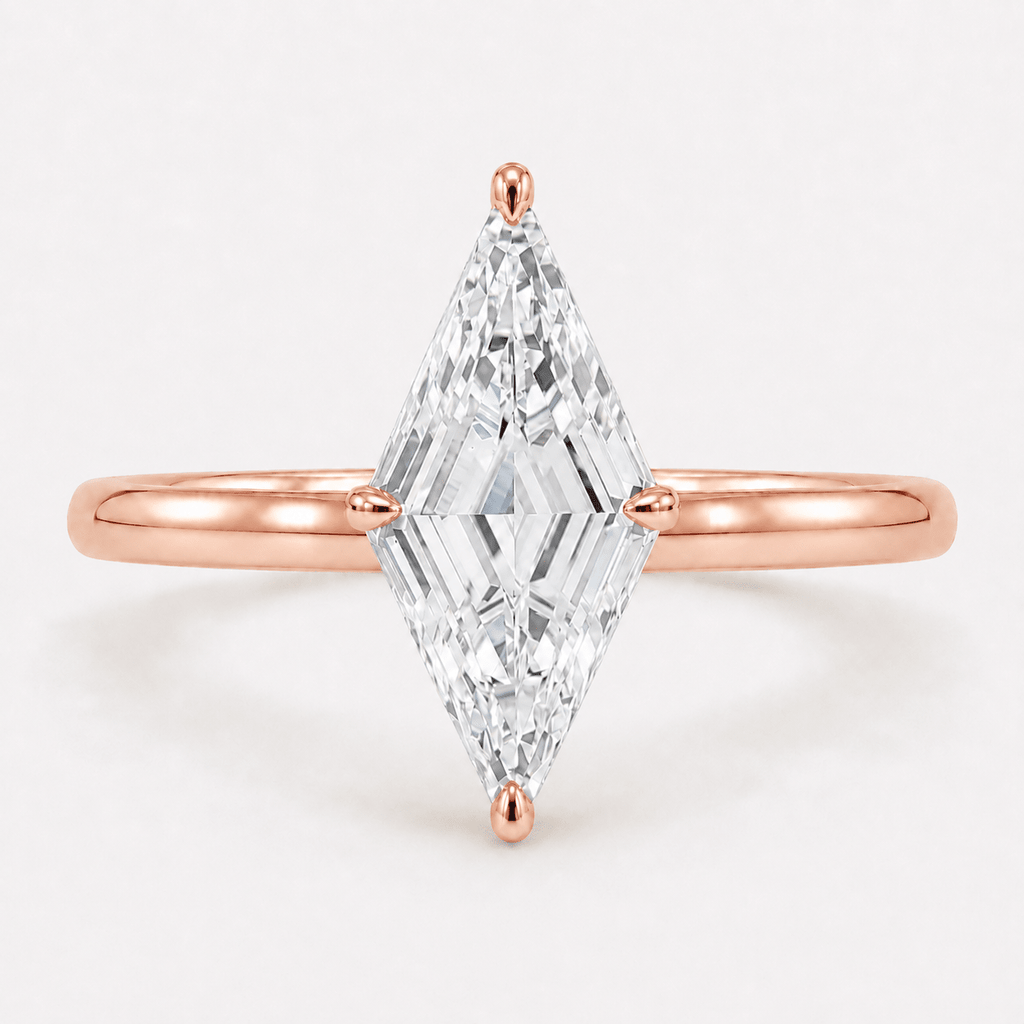 Lozenge Cut Diamond Solitaire Engagement Ring Rose Gold
