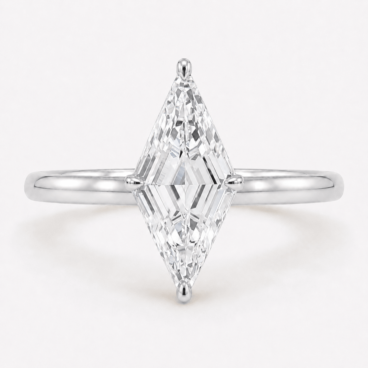 Lozenge Cut Diamond Solitaire Engagement Ring White Gold