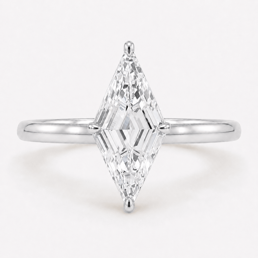 Lozenge Cut Diamond Solitaire Engagement Ring White Gold
