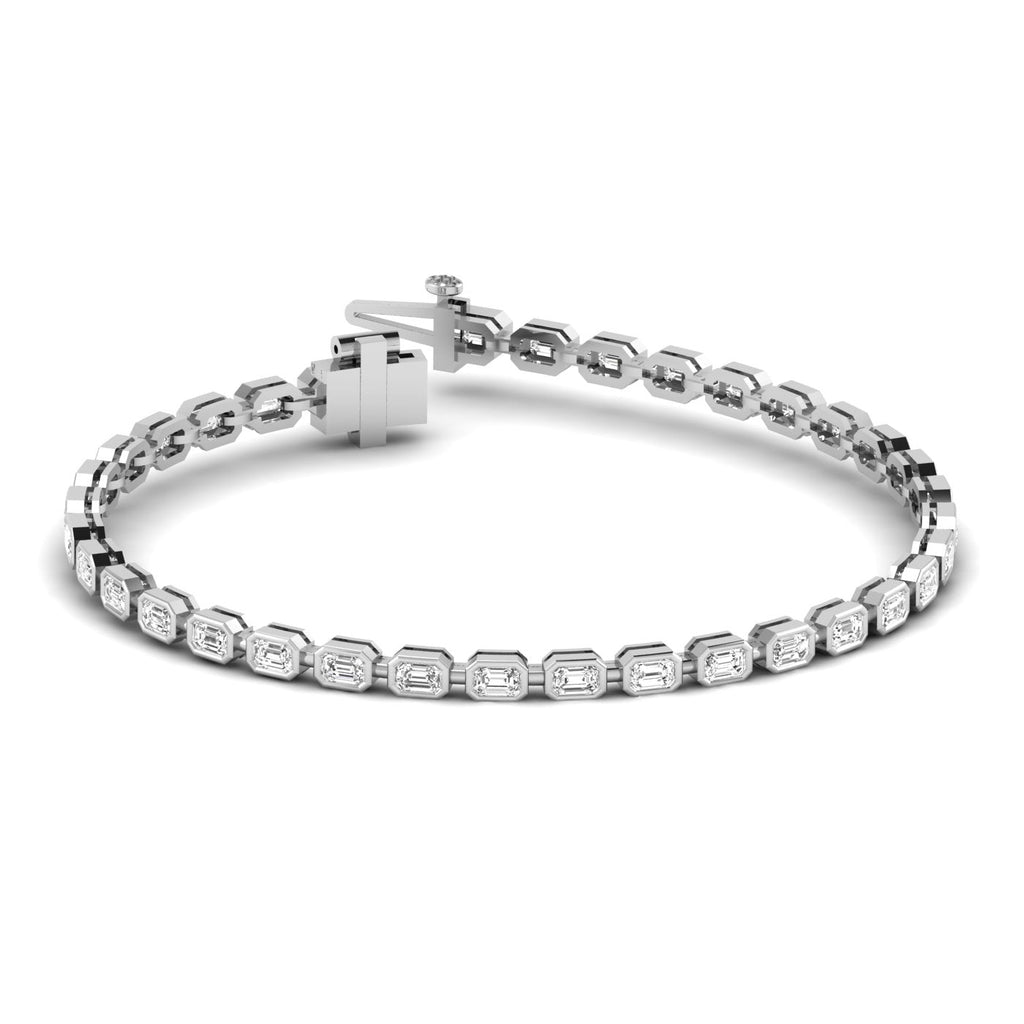 Majestic Emerald Cut Bezel Diamond Tennis Bracelet - Balacia