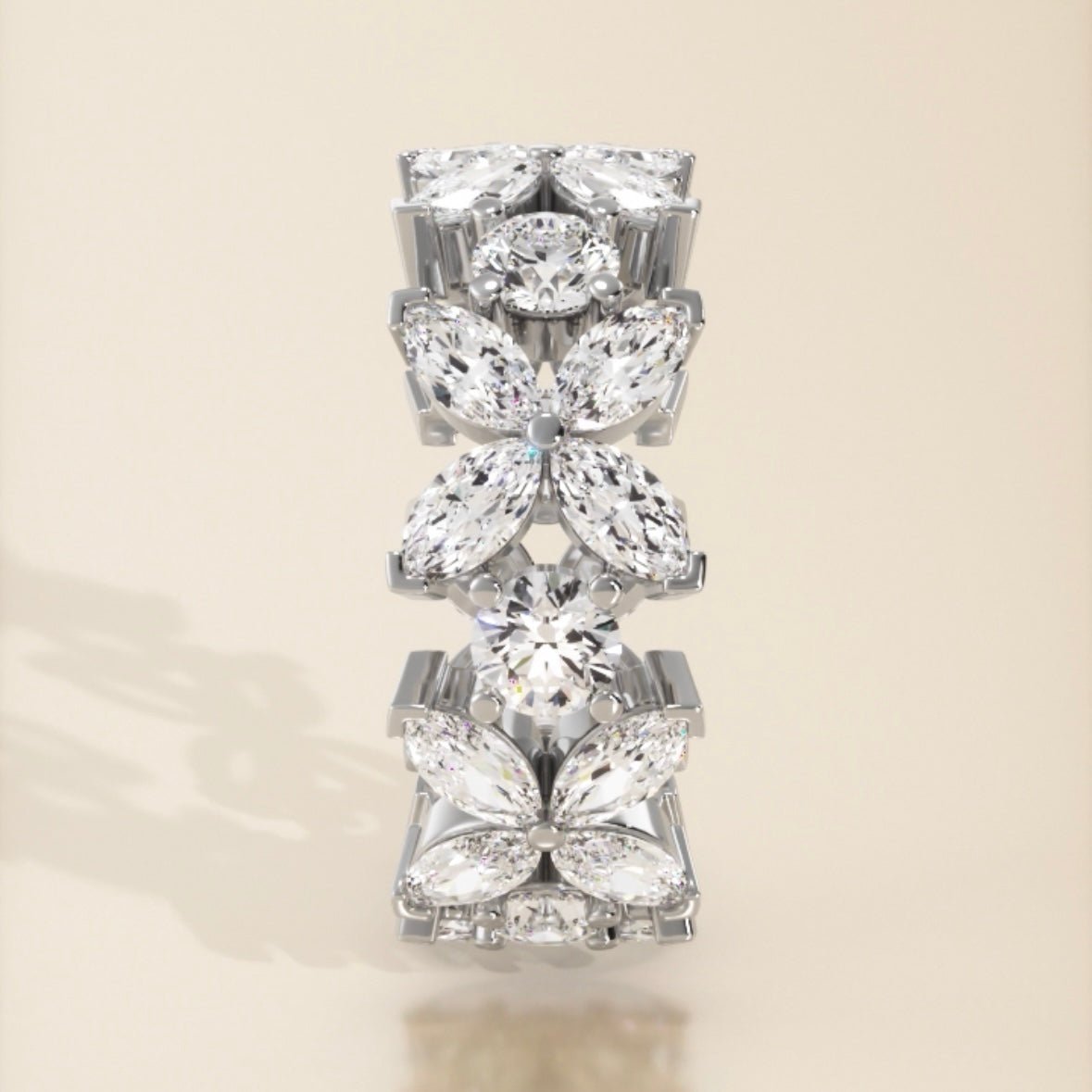 Marquise and Round Floral Diamond Fashion Ring - Balacia