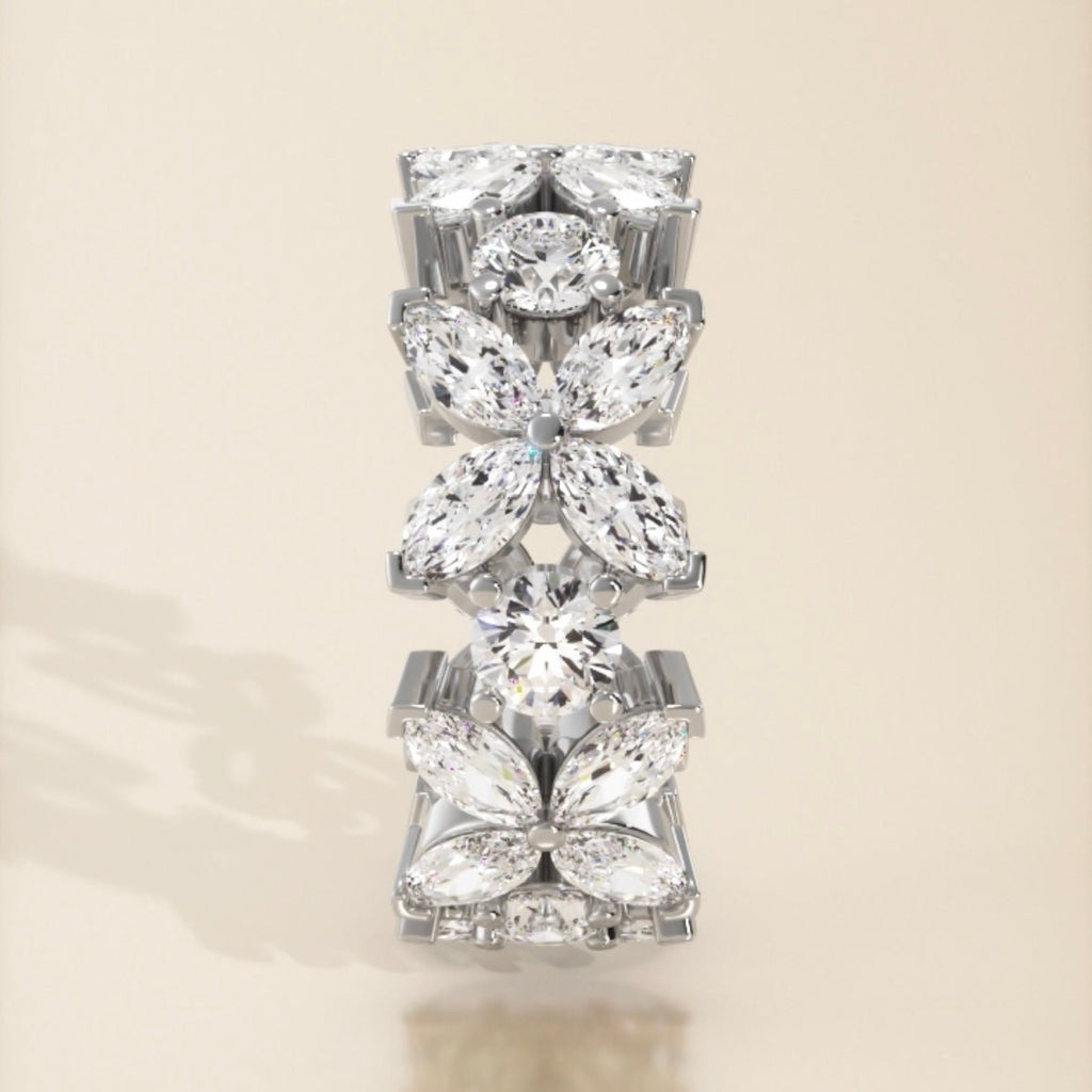 Marquise and Round Floral Diamond Fashion Ring - Balacia