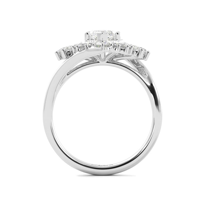 Marquise Diamond Art Deco Ring Side - White Gold