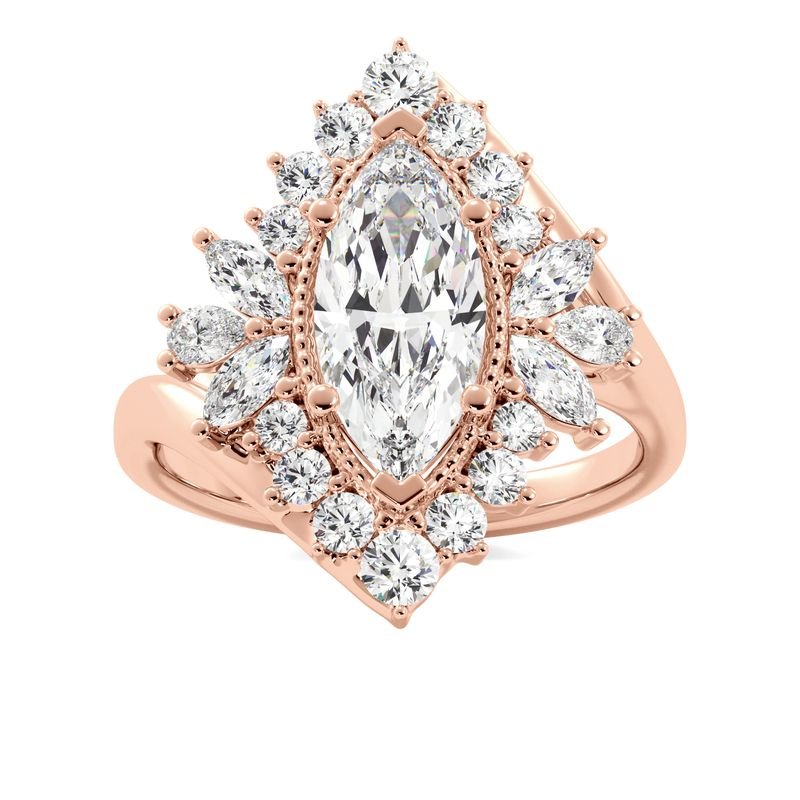 Marquise Diamond Art Deco Ring - Rose Gold