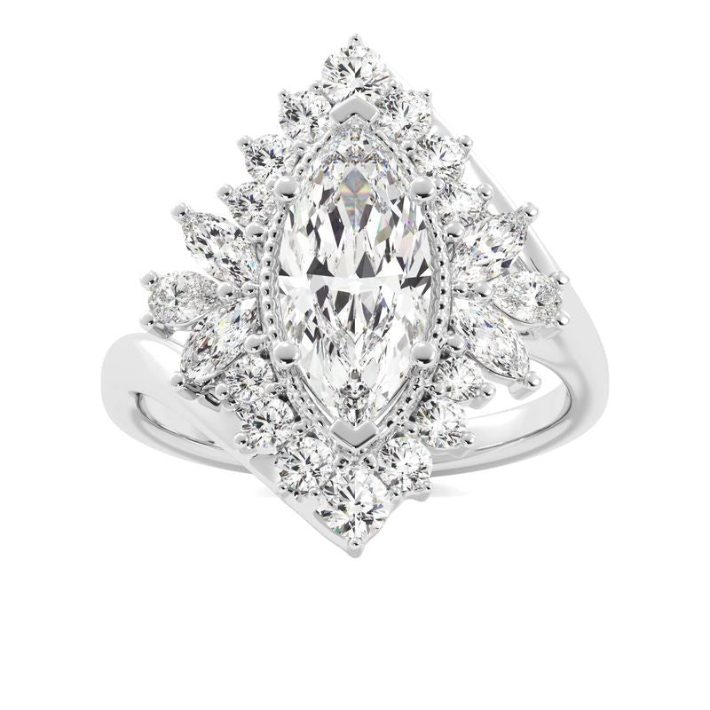 Marquise Diamond Art Deco Ring - White Gold