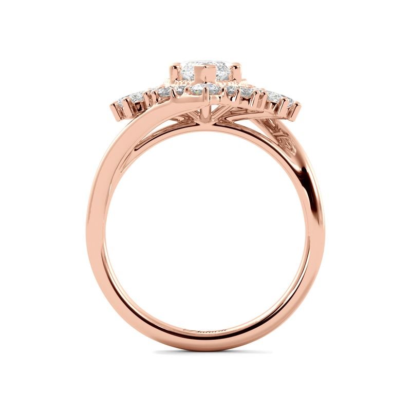 Marquise Diamond Art Deco Ring Side - Rose Gold