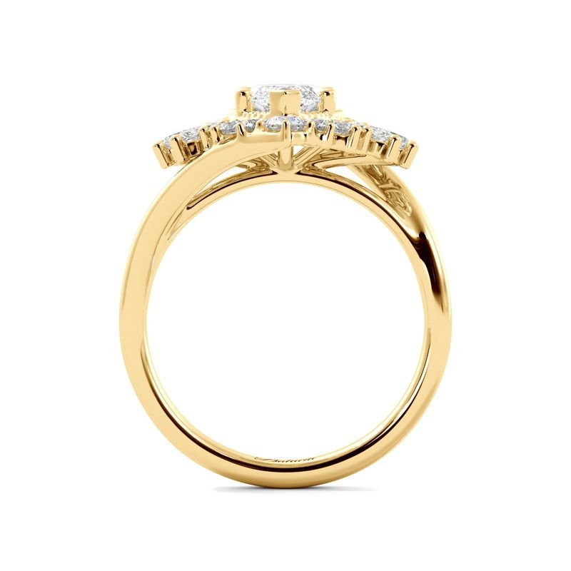 Marquise Diamond Art Deco Ring Side - Yellow Gold